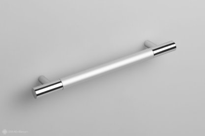 RS055 мебельная ручка-скоба 128 мм хром полированый со вставкой сатиновый хром