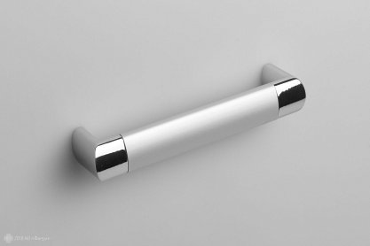 RS053 мебельная ручка-скоба 128 мм хром полированый со вставкой сатиновый хром