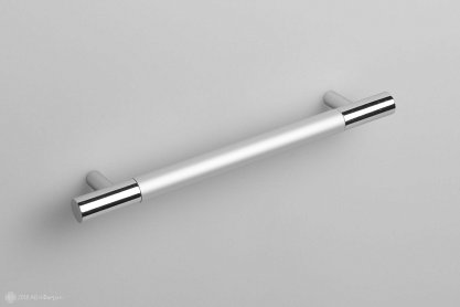 RS055 мебельная ручка-скоба 128 мм хром полированый со вставкой сатиновый хром