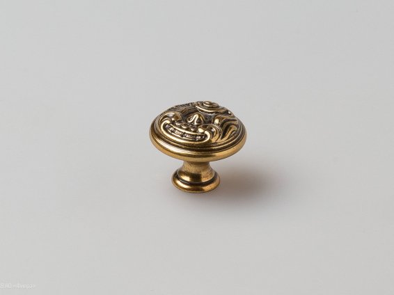 WPO2028 мебельная ручка-кнопка диаметр 30 мм состаренное золото
