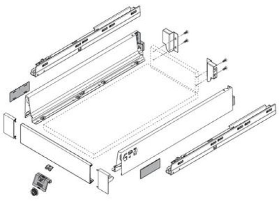 TANDEMBOX intivo, крепления передней панели высотой М (96мм), нерж, комплект