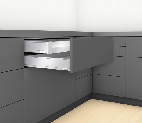 Внутренний ящик LEGRABOX pure TIP-ON BLUMOTION (высота M 90,5, глубина 450 мм, до 40 кг), под вставку, терра-черный